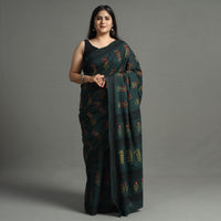 Green - Nandana Dabu Block Printed Mul Cotton Saree 01