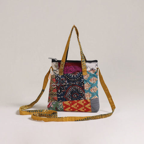 Multicolor - Handcrafted Quilted Patchwork Sling Bag 09
