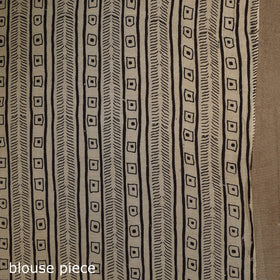 Beige - printed cotton kalamkari saree 11 - handcrafted