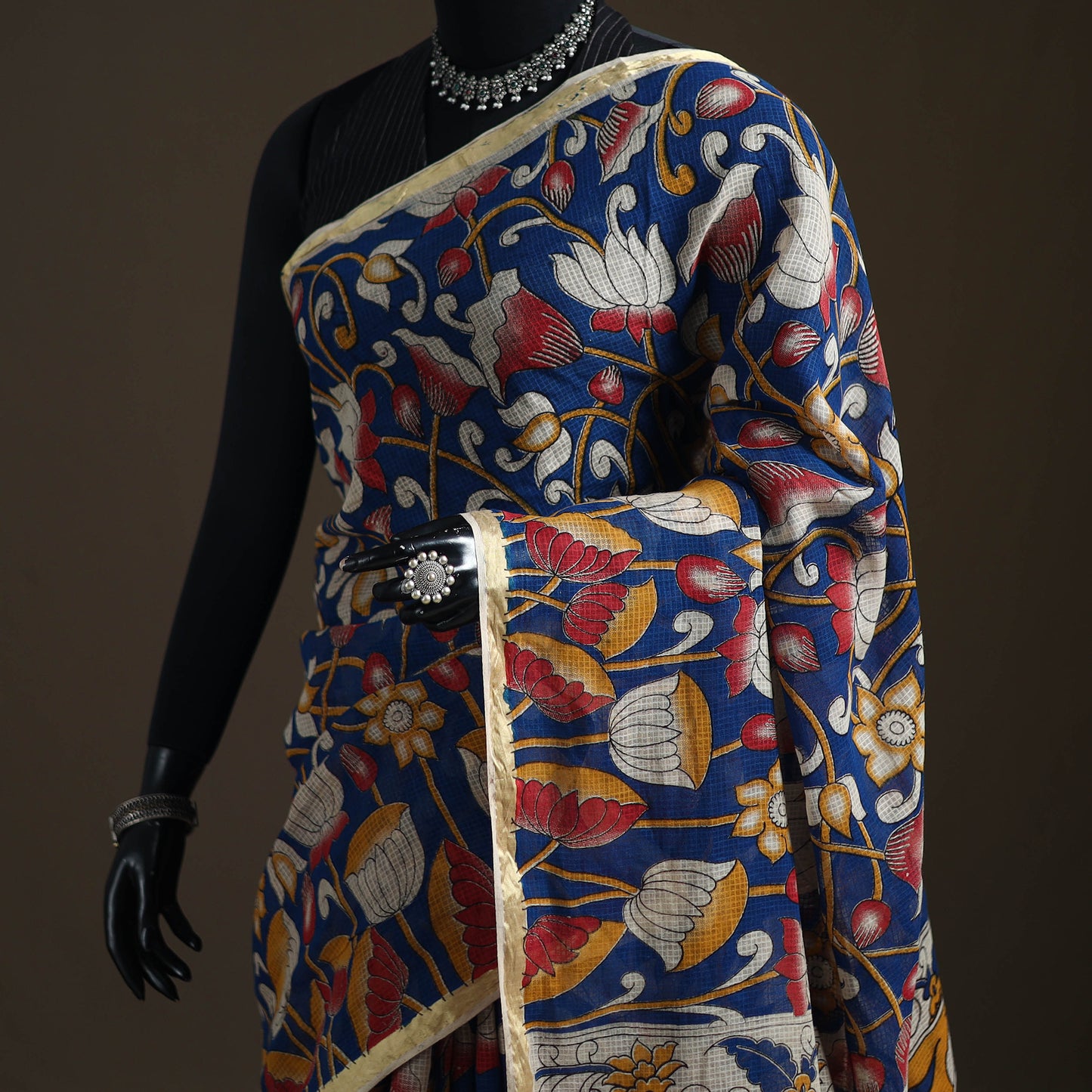 Kalamkari Printed Kota Doria Cotton Saree 31