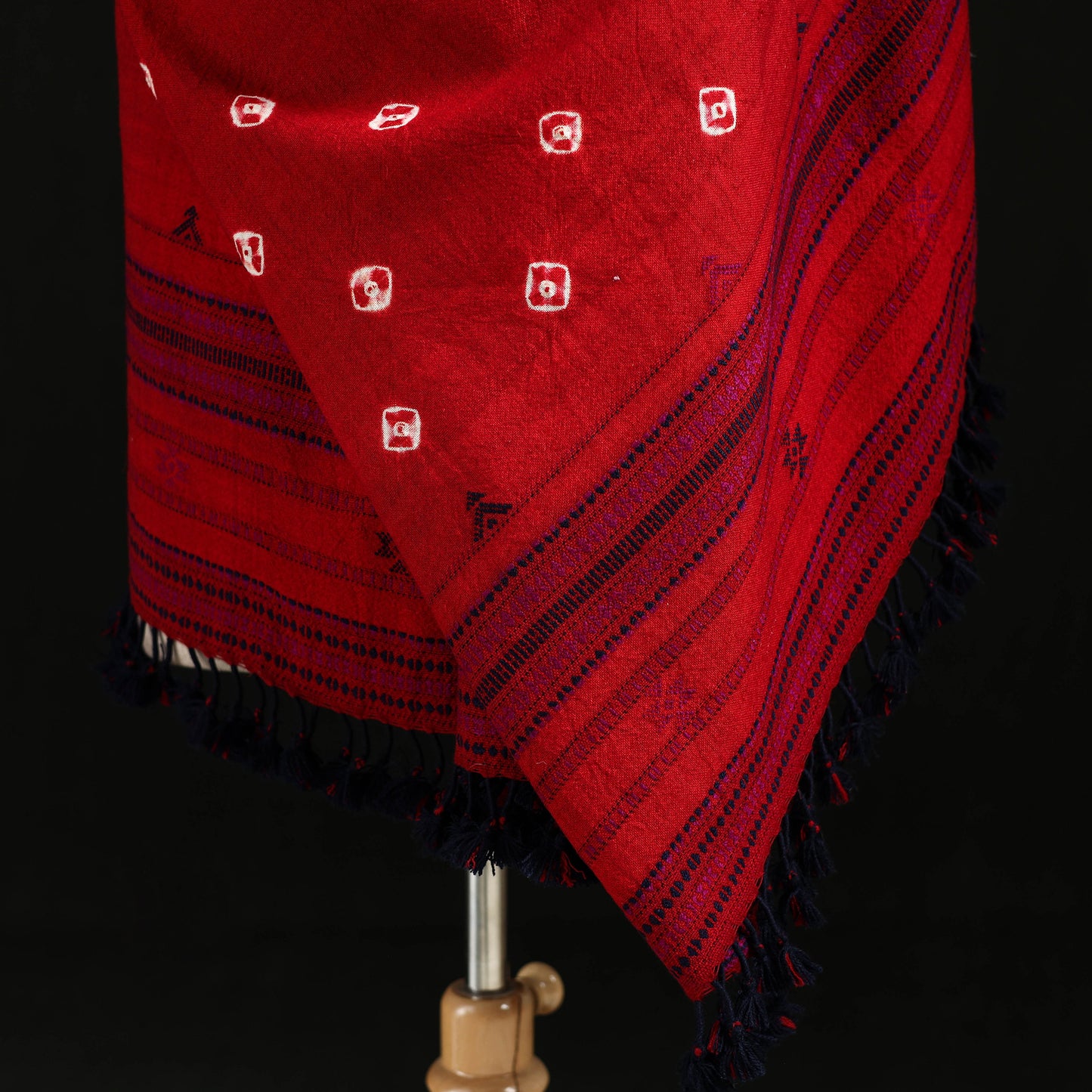 Kutch Handwoven Clamp Dyed Shibori Desi Wool Shawl 55
