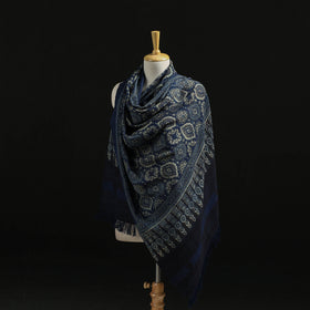 Kutch Handwoven Ajrakh Hand Block Print Merino Wool Shawl  46