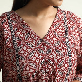 Buy Block Print Cotton Straight Bagh Kurta For Women