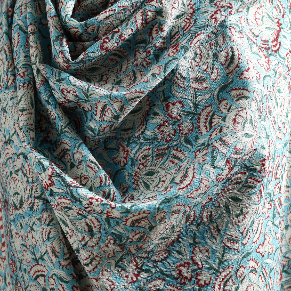 Floral Sanganeri Print Pure Merino Wool Handwoven Shawl 33