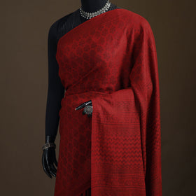 Handwoven Merino Wool Natural Dyed Hand Block Print Bagh Saree 02