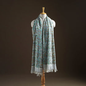 Floral Sanganeri Print Pure Merino Wool Handwoven Shawl 34