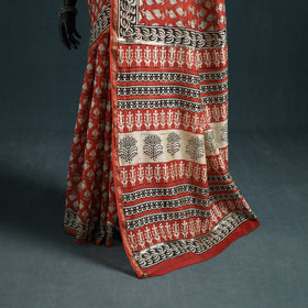 Bagru Hand Block Print Natural Dyed Mulberry Silk Saree 20