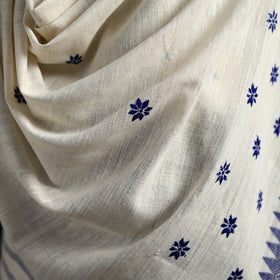 White - Handspun Handwoven Pure Eri Silk Aari Hand Embroidered Shawl of Assam 16