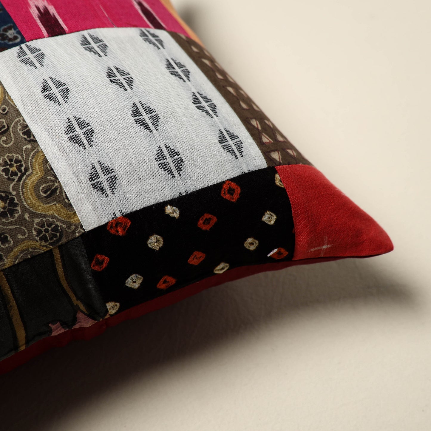 Multicolor Handcrafted Cotton Patchwork Cushion Cover