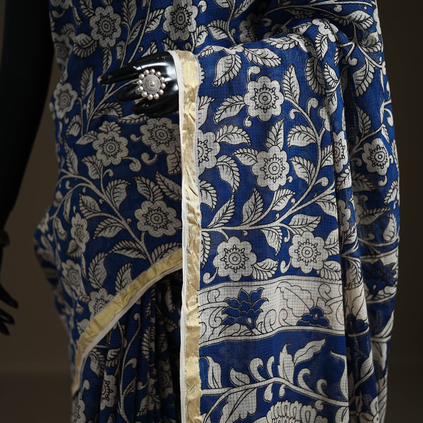 Kalamkari Printed Kota Doria Cotton Saree 32