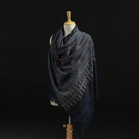 Kutch Handwoven Ajrakh Hand Block Print Merino Wool Shawl  47