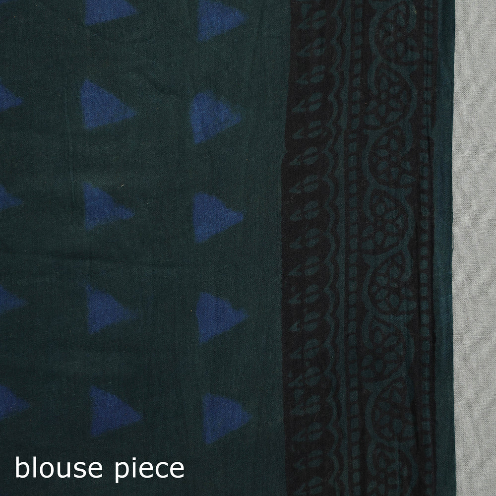 Green - Nandana Dabu Block Printed Mul Cotton Saree 01