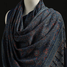 Kutch Handwoven Ajrakh Hand Block Print Merino Wool Shawl  47