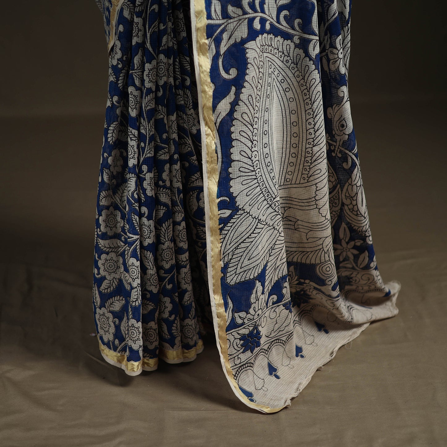 Kalamkari Printed Kota Doria Cotton Saree 32