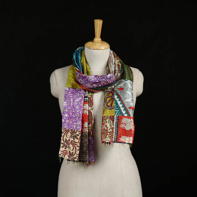 Bengal Kantha Handwork Patchwork Reversible Silk Stole 364