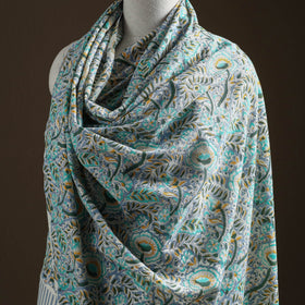 Floral Sanganeri Print Pure Merino Wool Handwoven Shawl 34