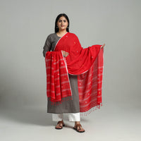 Red - Handloom Cotton Burdwan Jamdani Dupatta 13