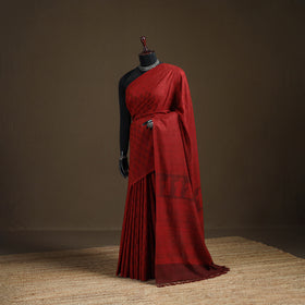Handwoven Merino Wool Natural Dyed Hand Block Print Bagh Saree 03