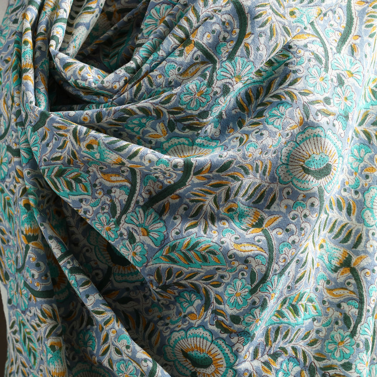 Floral Sanganeri Print Pure Merino Wool Handwoven Shawl 34