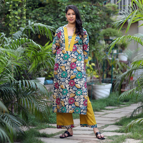 Kalamkari Kurta with Palazzo & Dupatta Set