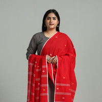 Red - Handloom Cotton Burdwan Jamdani Dupatta 13