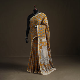 Kalamkari Printed Kota Doria Cotton Saree 33