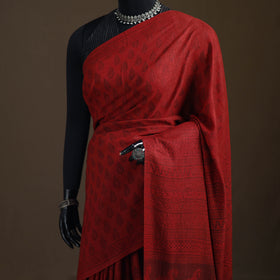 Handwoven Merino Wool Natural Dyed Hand Block Print Bagh Saree 03