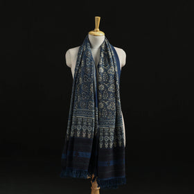 Kutch Handwoven Ajrakh Hand Block Print Merino Wool Shawl  48
