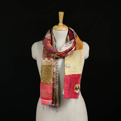 Bengal Kantha Handwork Patchwork Reversible Silk Stole 365