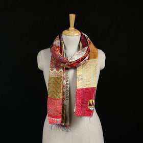 Bengal Kantha Handwork Patchwork Reversible Silk Stole 365