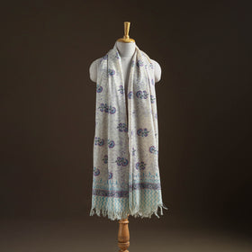 Floral Sanganeri Print Pure Merino Wool Handwoven Shawl 35