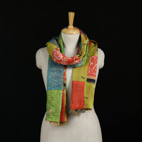 Bengal Kantha Handwork Patchwork Reversible Silk Stole 366
