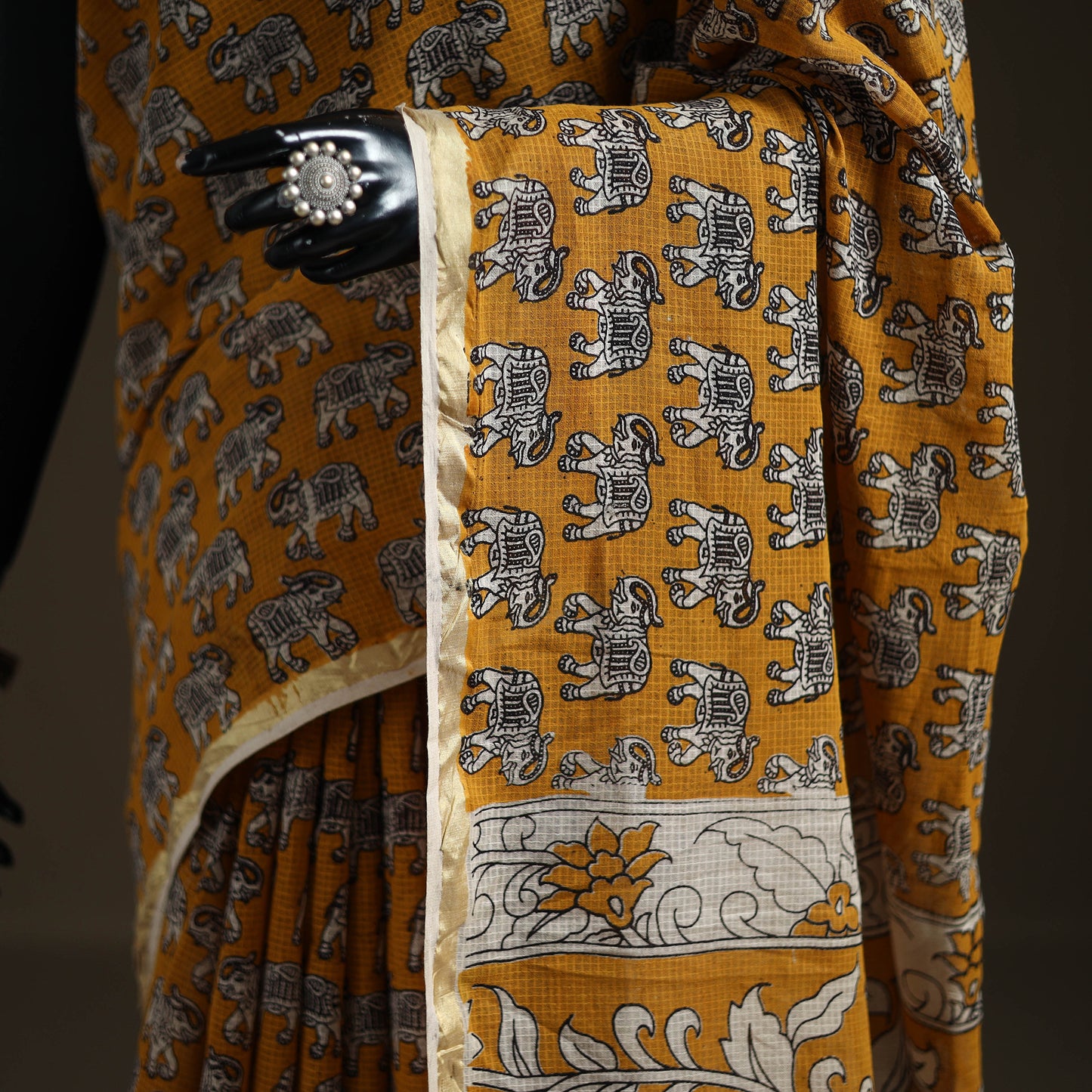 Kalamkari Printed Kota Doria Cotton Saree 33