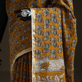 Kalamkari Printed Kota Doria Cotton Saree 33