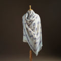 Floral Sanganeri Print Pure Merino Wool Handwoven Shawl 35