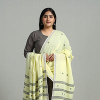 Yellow - Handloom Cotton Burdwan Jamdani Dupatta 14