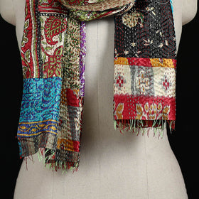 Bengal Kantha Handwork Patchwork Reversible Silk Stole 367