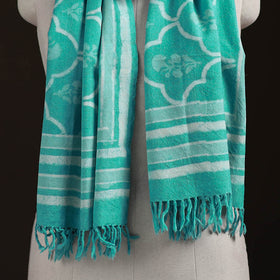 Bagru Dabu Hand Block Print Pure Merino Wool Handwoven Natural Dyed Stole 17