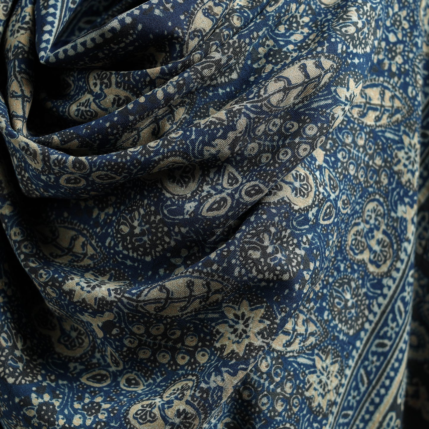Kutch Handwoven Ajrakh Hand Block Print Merino Wool Shawl  48