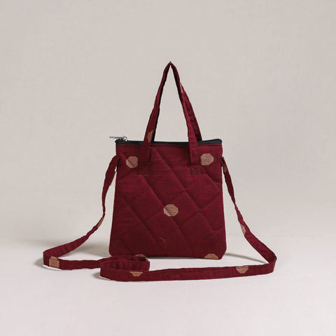 Maroon - Handcrafted Quilted Sling Bag 13