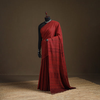 Handwoven Merino Wool Natural Dyed Hand Block Print Bagh Saree 04