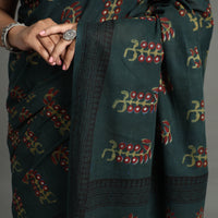 Green - Nandana Dabu Block Printed Mul Cotton Saree 03