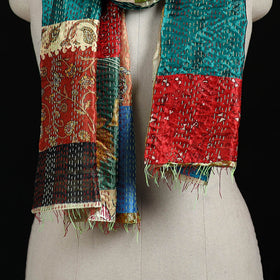 Bengal Kantha Handwork Patchwork Reversible Silk Stole 368