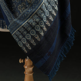 Kutch Handwoven Ajrakh Hand Block Print Merino Wool Shawl  48