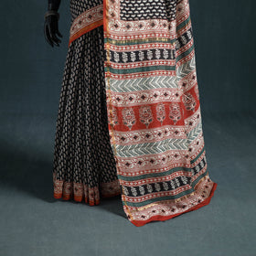 Bagru Hand Block Print Natural Dyed Mulberry Silk Saree 22