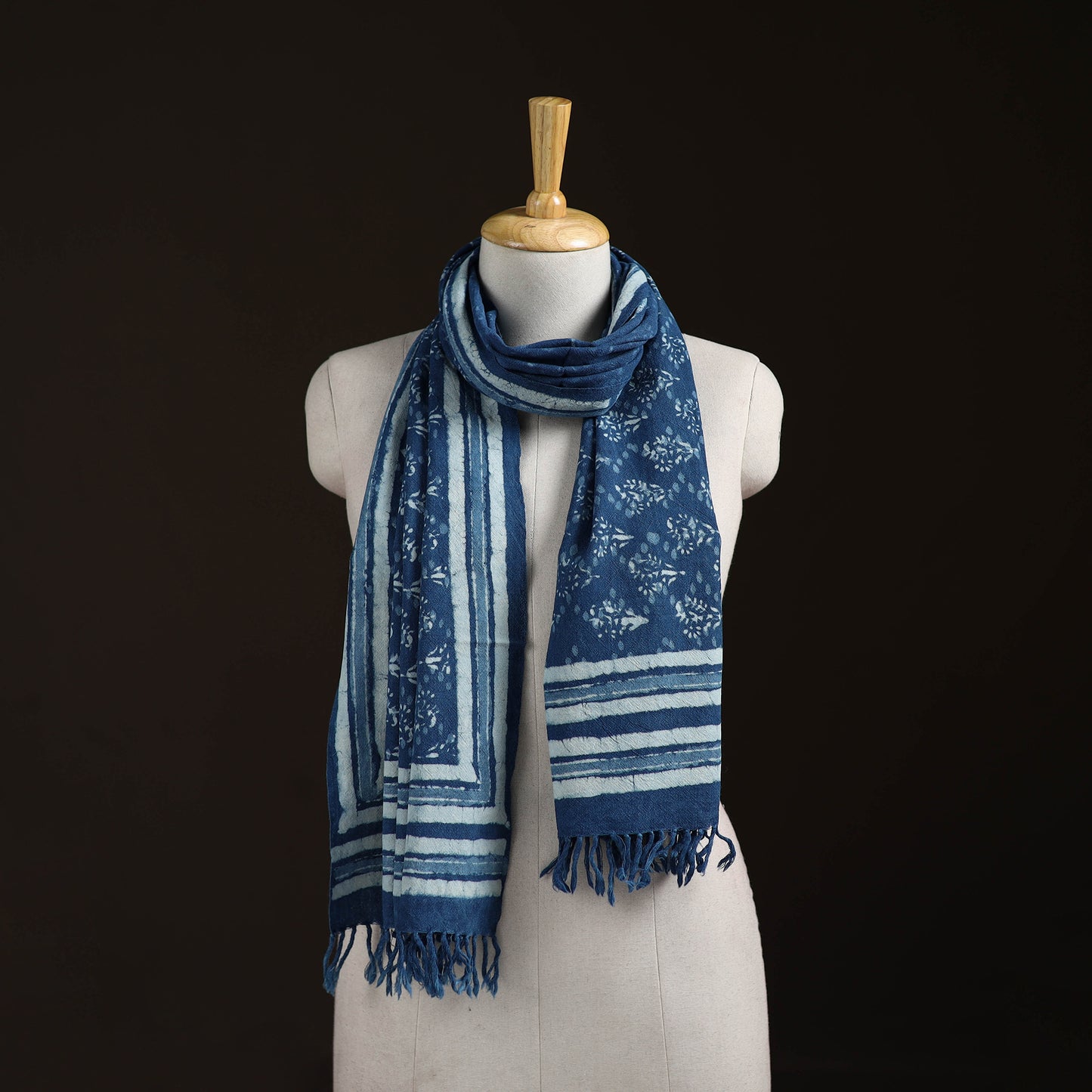 Bagru Dabu Hand Block Print Pure Merino Wool Handwoven Natural Dyed Stole 15