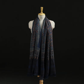Kutch Handwoven Ajrakh Hand Block Print Merino Wool Shawl  49