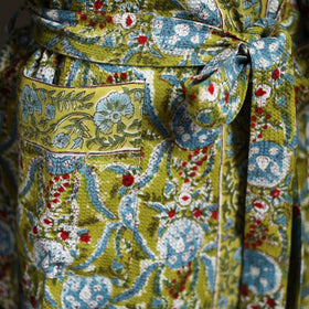 Sanganeri Hand Block Print Waffle Weave Cotton Bath Robe 01