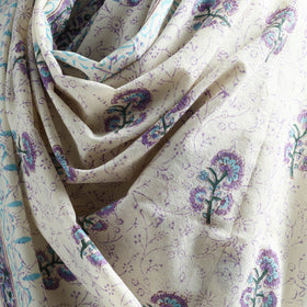 Floral Sanganeri Print Pure Merino Wool Handwoven Shawl 35