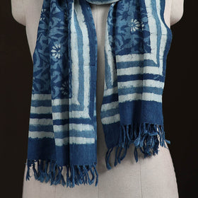 Bagru Dabu Hand Block Print Pure Merino Wool Handwoven Natural Dyed Stole 13